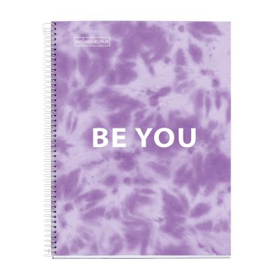 Folder A4 120l 5x5 square spiral 4 holes, 4 color index, cardboard covers TIE DYE LAVENDER Miquelrius