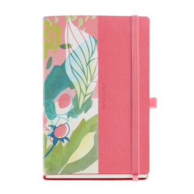 Notebook 112x174 168l white, rubber seal, bookmark, ENJOY FLORAL Miquelrius