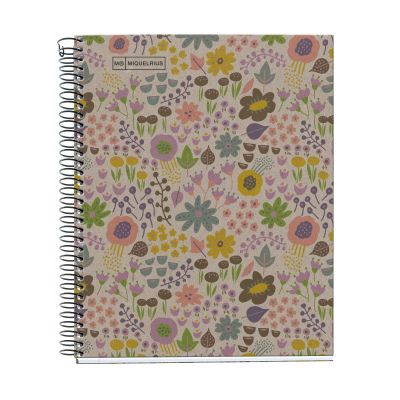 Folder A5 80l 5x5 square spiral 2 holes ECOFLOWERS Miquelrius