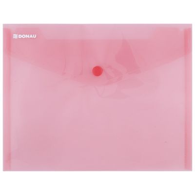 Envelope Wallet DONAU press stud, PP, C5, transparent red