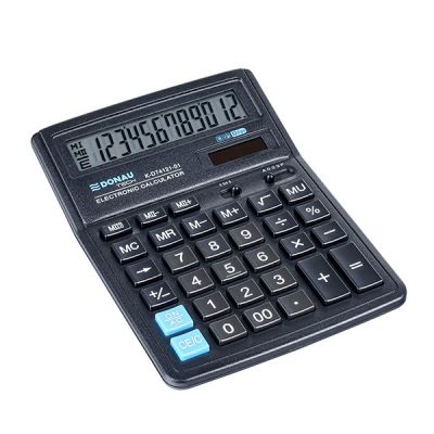 Office calculator DONAU TECH, 12 digits. display, dim. 190x143x40 mm, black