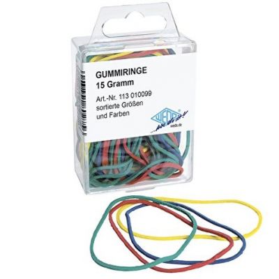 Rubber bands, assorted sizes and colors, 15g, Wedo