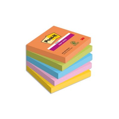 Post-it® Super Sticky Notes 654 Boost Colour Collection, 76 mm x 76 mm, 5 pads 90 sheets