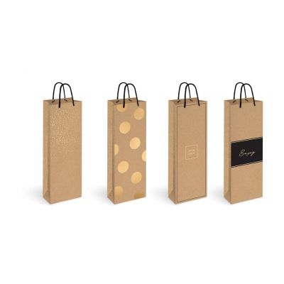 Gift bag Kraft Gold 150g 13x36x8cm, assortment, Interdruk