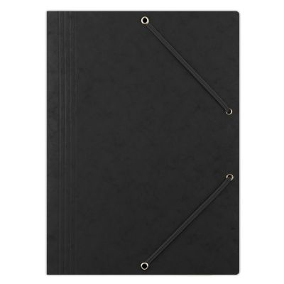 Elasticated File DONAU, pressed board, A4, 390gsm, 3 flaps, black