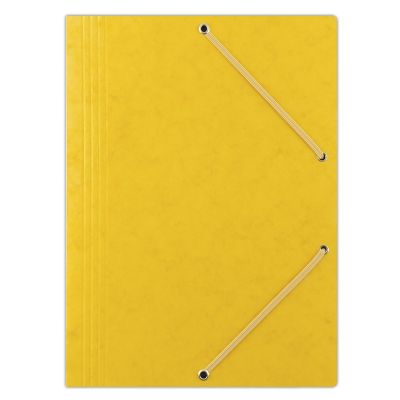 Elasticated File DONAU, pressed board, A4, 390gsm, 3 flaps, yellow