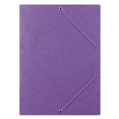Elasticated File DONAU, pressed board, A4, 390gsm, 3 flaps, purple