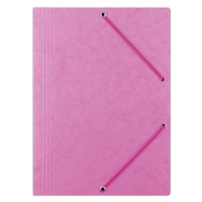 Elasticated File DONAU, pressed board, A4, 390 gsm, 3 flaps, pink