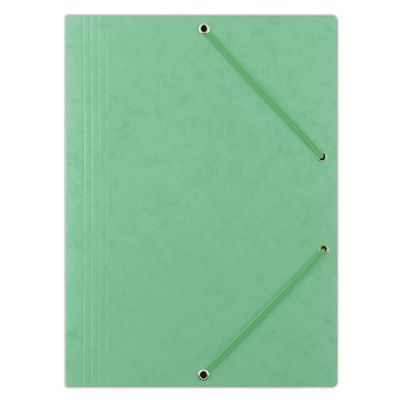 Elasticated File DONAU, pressed board, A4, 390 gsm, 3 flaps, light green