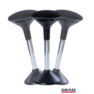 Pukktool/Ergonomiline töötool SUN-FLEX Active chair 62-71cm, iste  D-310mm, jalg D-290mm, kaal 5,6kg/ Black-must kangas, must jalg