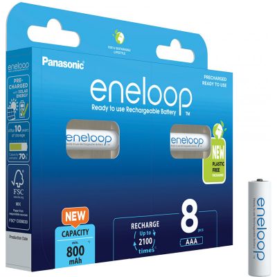 Akupatareid Panasonic Eneloop AAA 800mAh, 8 akupatareid