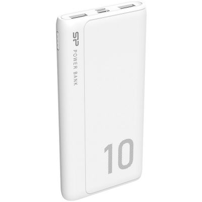 Akupank SILICON POWER GP15 Power Bank 10000mAH White/valge. LED display, 2x USB-A 2.1A, USB-C