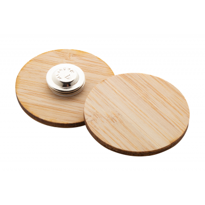 Bamboo badge with magnetic pin, 45 mm
