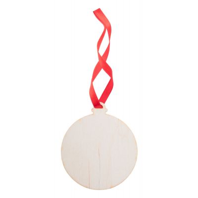 Wooden Christmas tree ornament 80×70×3 mm with red ribbon