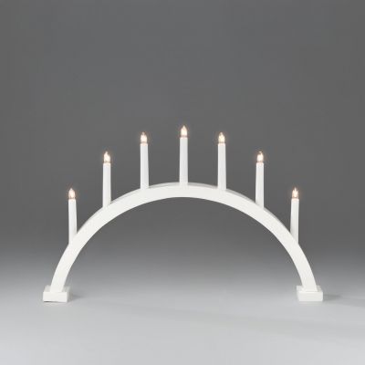 Candelstick  50xH-38,5cm, wood matt white bow 7 bulbs 230V