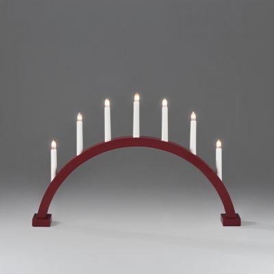 Candelstick  50xH-38,5cm, wood matt dark red bow 7 bulbs 230V