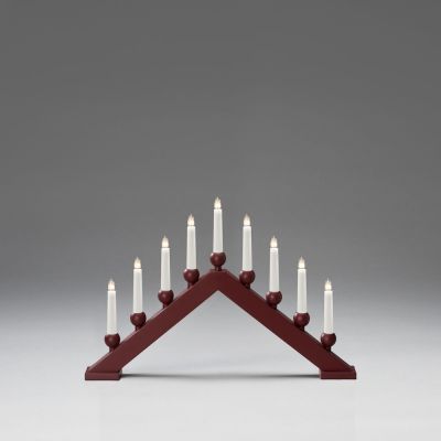 Candlestick wood matt dark red, 9 bulbs, 230V