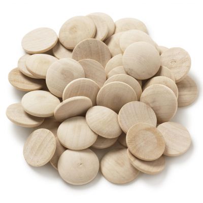 Wooden buttons, D 25 mm, 100 pcs