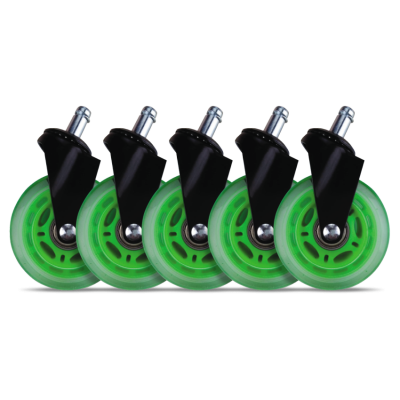 L33T 3″ CASTERS FOR GAMING CHAIRS (GREEN) UNIV., 5 PCS