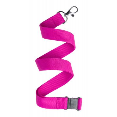 Lanyard KAPPIN 20x500mm with carabiner and safety buckle, pink
