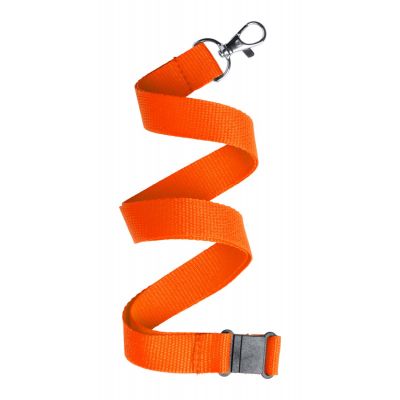 Lanyard KAPPIN 20x500mm with carabiner and safety buckle, orange