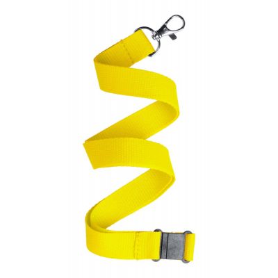 Lanyard KAPPIN 20x500mm with carabiner and safety buckle, yellow