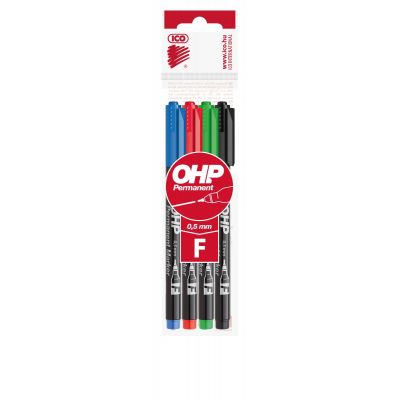 OHP marker F 0,5mm, 4 assorted colors set, ICO