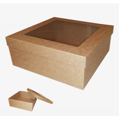 Cardboard box with window 310x310x120mm natural