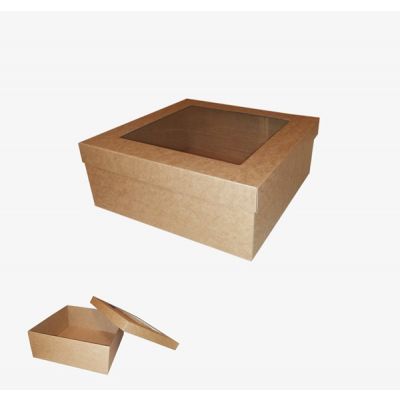 Cardboard box with window 240x240x80mm natural