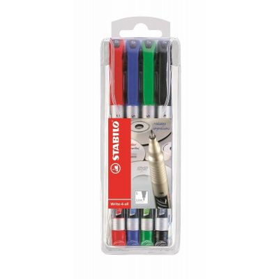 Marker 0.7mm S, set of 4, permanent, Stabilo Write-4-all