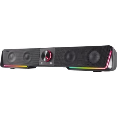 GRAVITY RGB Stereo Soundbar, black 12W peak power, bluetooth, 2x3.5mm link to soundcard