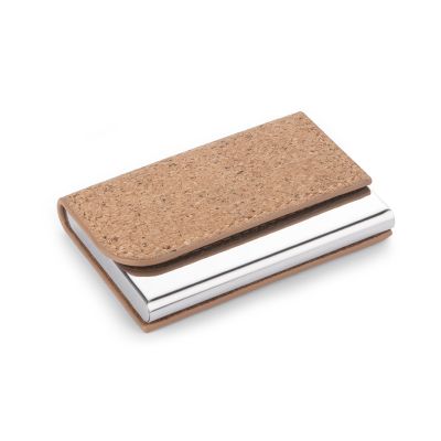 Business card holder KIPEE metal/cork