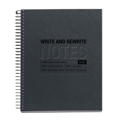 Folder A5 120l square spiral 4-color index, cardboard covers BLACK Miquelrius