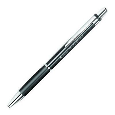 Ballpoint pen retractable Forpus TOP, 0,7mm, black, rubber finger rest, metal clip