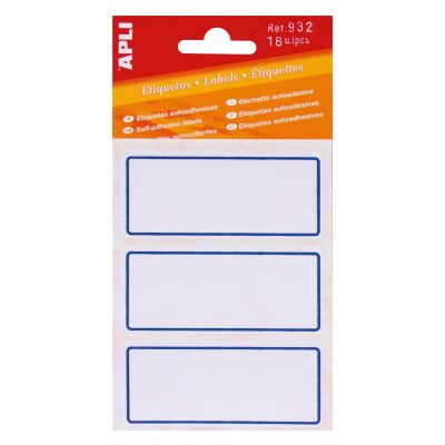 School labels Apli blue trimming 78x34mm 18pcs