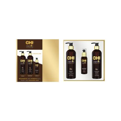 Kinkekomplekt kõikidele juuksetüüpidele CHI Argan Oil Bestsellers Kit 2021 šampoon, palsam, juukseõli
