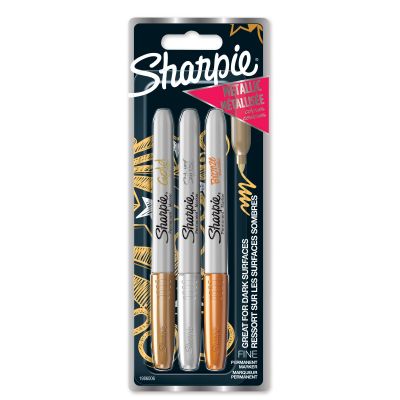 Marker Permanent Sharpie Metallic ASSORTMENT 3pcs, F 1,4mm, gold, silver, bronze