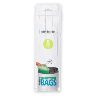 PerfectFit Bin Liners ( biodegradable) Brabantia K 10L, 36 49 83 (10 bags in A Roll), H-58cm, W-36cm /Green