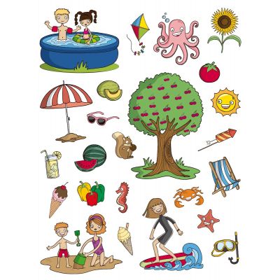 Thematic educational stickers Summer, removable, 288pcs, Aüli