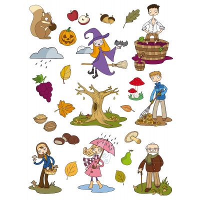 Thematic educational stickers Autumn, removable, 288pcs, Apli