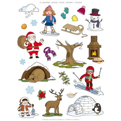 Thematic educational stickers Winter, removable, 276pcs, Apli