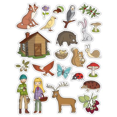 Thematic educational stickers Forest, removable, 276pcs, Apli