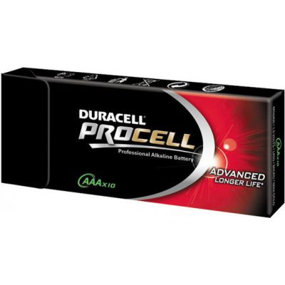 Patareid Duracell ProCell Constant AAA/LR03 patarei 10-pakk 1,5V Alkaline , MN2400, 24A, 24AU, 24AUP, keskmise voolutarbega seadmetele