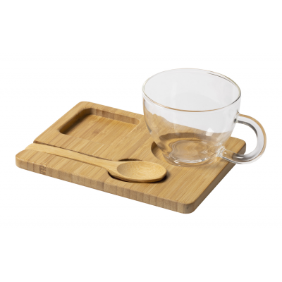 Cup set MORKEL with bamboo tray and spoon