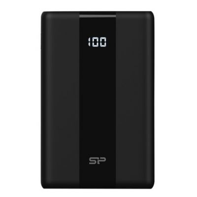 Akupank Silicon Power QP55 Power Bank 10000mAh Black/must. LED ekraan, väljund 2x USB-A 22.5W QC3.0, USB-C 18W PD; sisend Lightning/Type-C