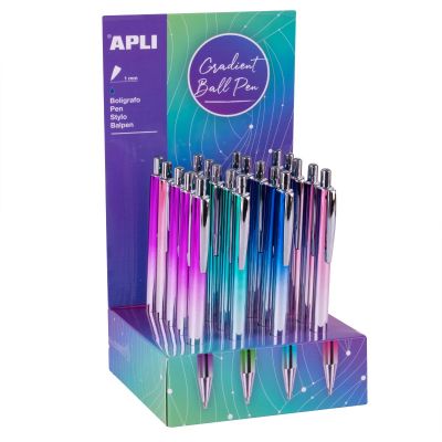 Pastapliiats Apli UVI 1mm, assortii, klõpsuga, metall klamber, sinine südamik