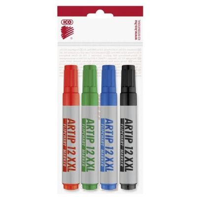 Flipchart marker ICO 11 XXL, chisel nib 1-3 mm, 4 assorted colours - set