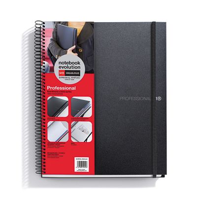Folder A4 120l 5x5 square spiral 2-color index PROFESSIONAL PP covers, rubber seal, black Miquelrius