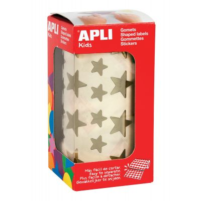 Roll of star-shaped educational stickers 12.5 and 19.5 mm metallic gold Apli