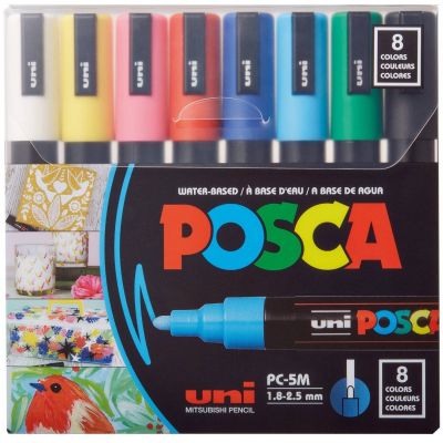 Marker Uni Posca PC5M standard colors 8 pcs, 1,8-2,5mm